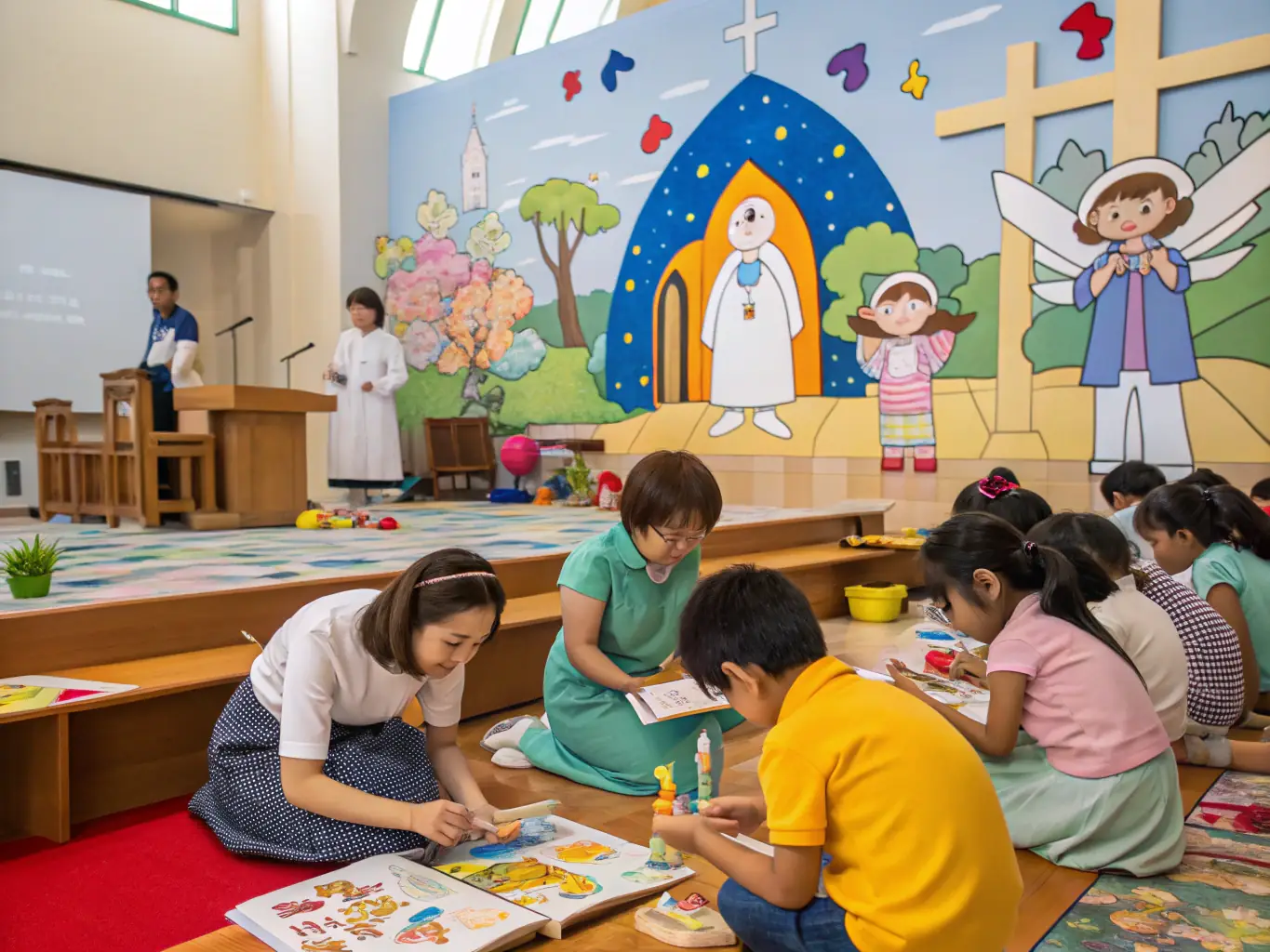 A photo of children participating in a hands-on workshop at a historical site, engaging with local history, representing LOS APPLECHS' Educational Programs.